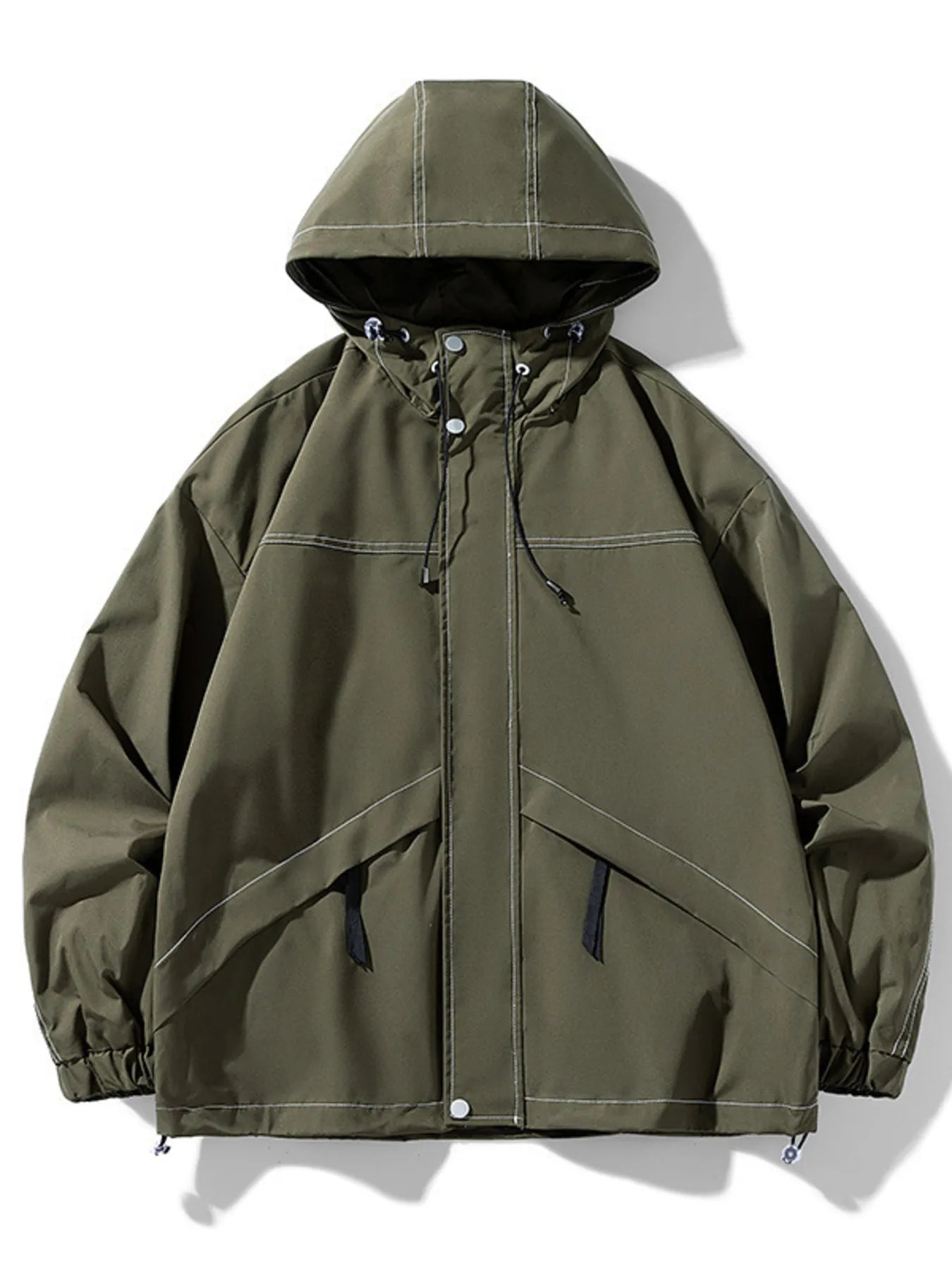 Men's Plus Size Drawstring Hooded Jacket