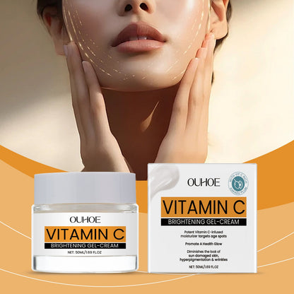 OUHOE Vitamin C Facial Gel Cream, Gentle Nourishing, Brightening, Moisturizing, Hydrating And Light Line Moisturizing Skin Cream