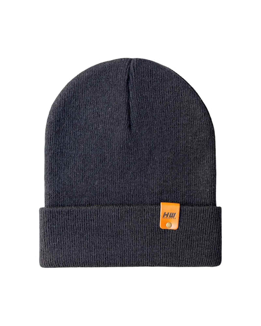 Classic Cuffed Beanie, Charcoal Black