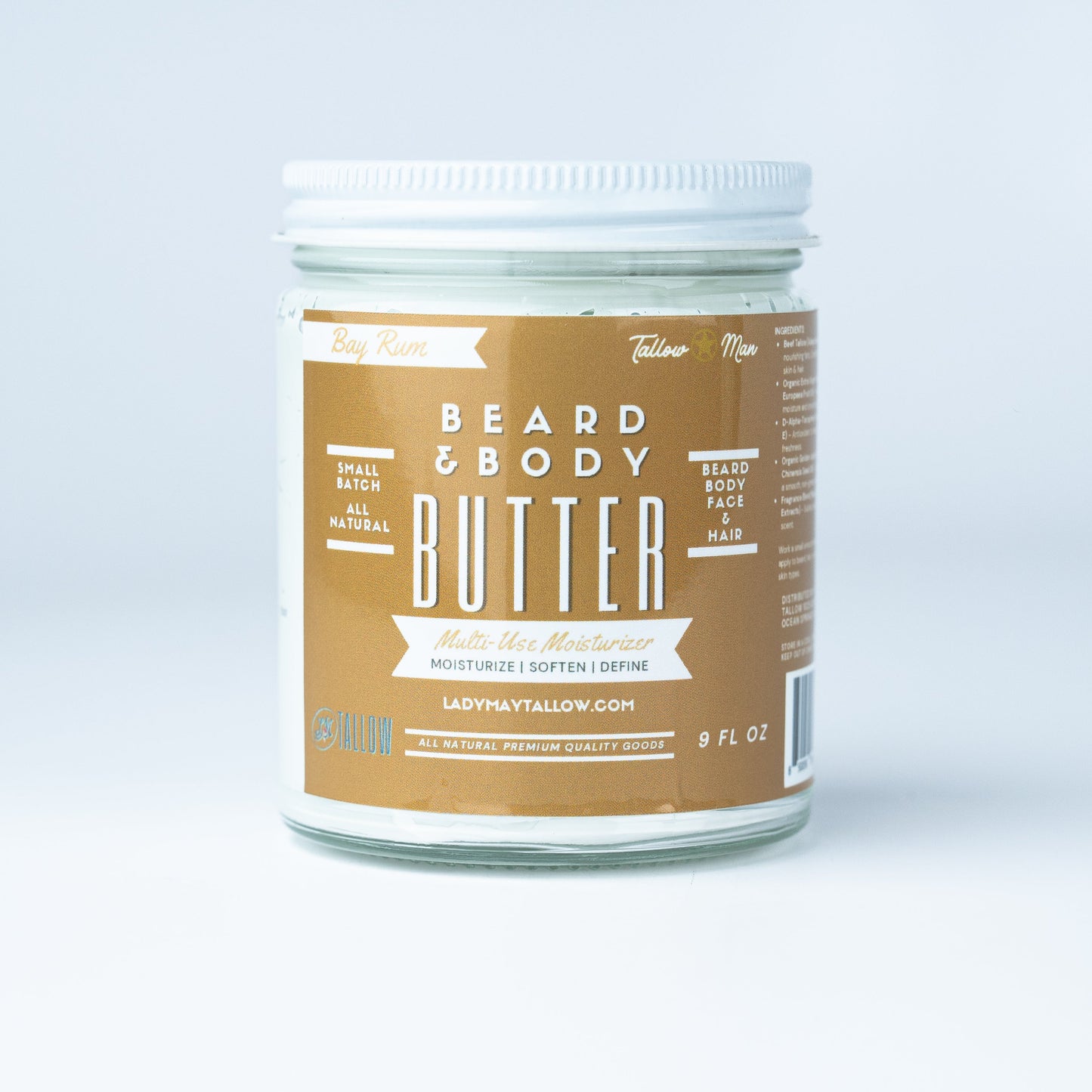 Bay Rum Beard & Body Butter for Men | Natural Tallow Moisturizer
