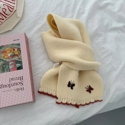 Butterfly Embroidered Knitted Scarf