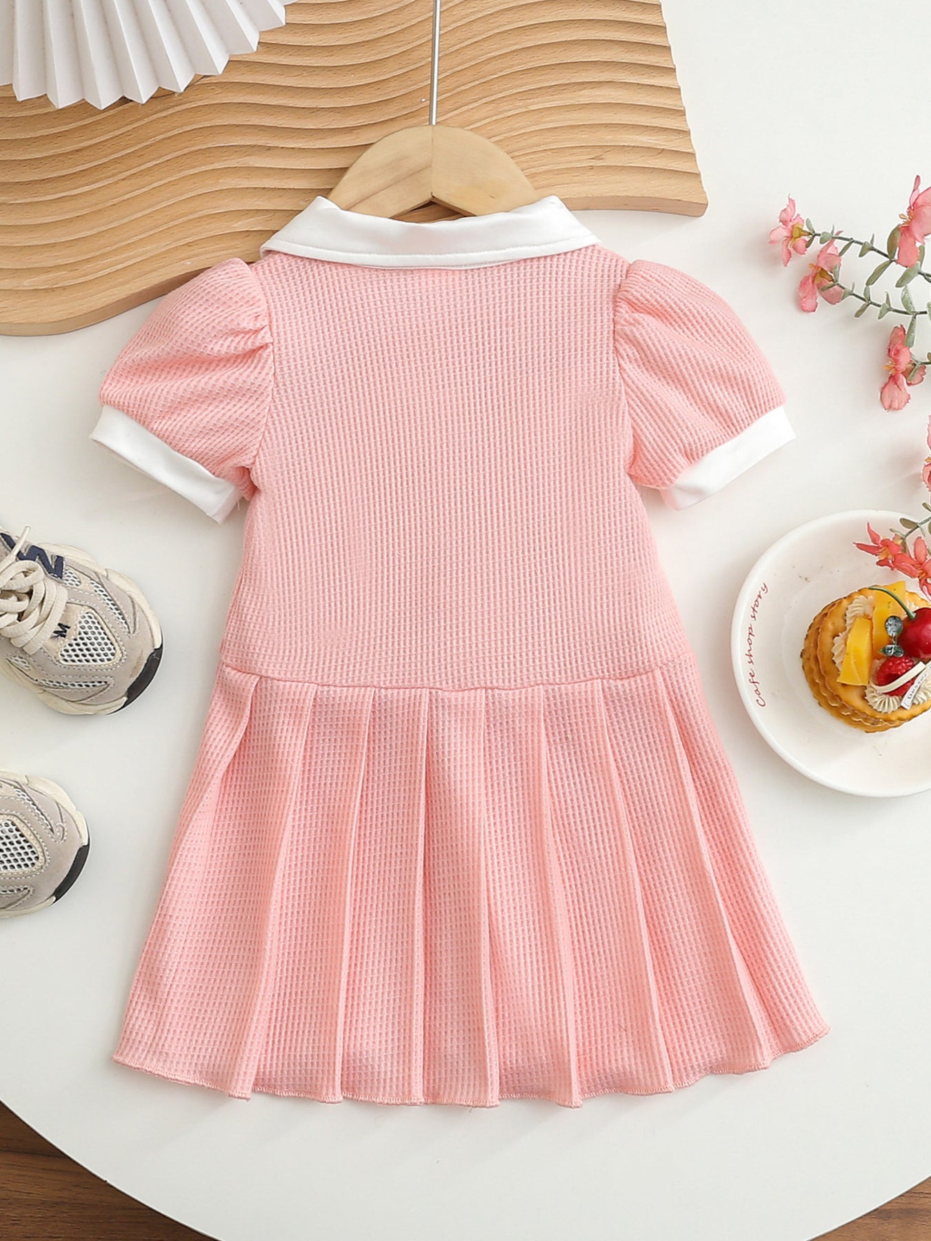 Children's Baseball Embroidered Pleated Dress