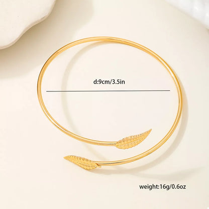 18K Gold-Plated Leaf Open Cuff Bracelet