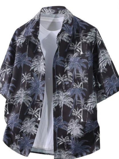Men's Plus Size Tropical Print Short Sleeve Casual Shirt