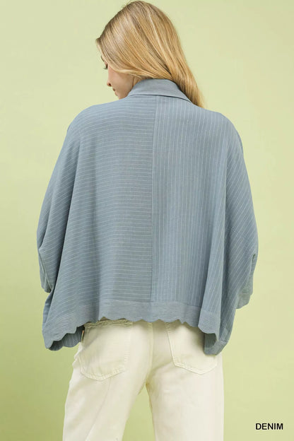Umgee Oversized Striped Button-Down Shirt