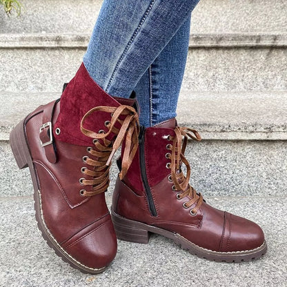 Lace-Up Block Heels Boots