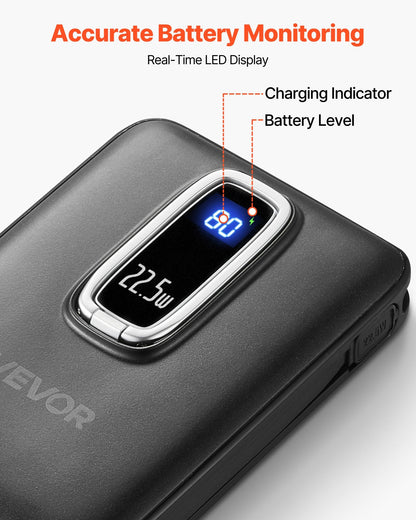 Magnetic Power Bank, 10000 MAh Battery Pack, Wireless MagSafe-Compatible Portable Charger, With Smart LED Display, Foldable Stand, Fast Charging For IPhone16/15/14/13/12 Series, Samsung, Huawei