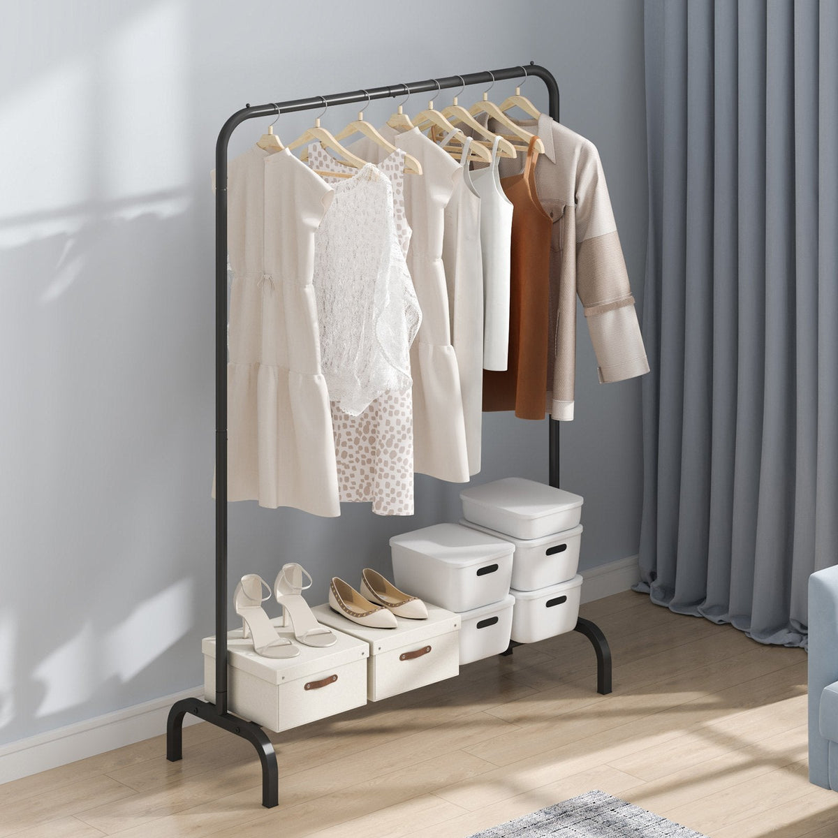 VEVOR Clothes Rack, Heavy Duty Clothing Garment Rack With Hanging Rod And Bottom Storage Area, Clothing Rack For Bedroom Guest Room