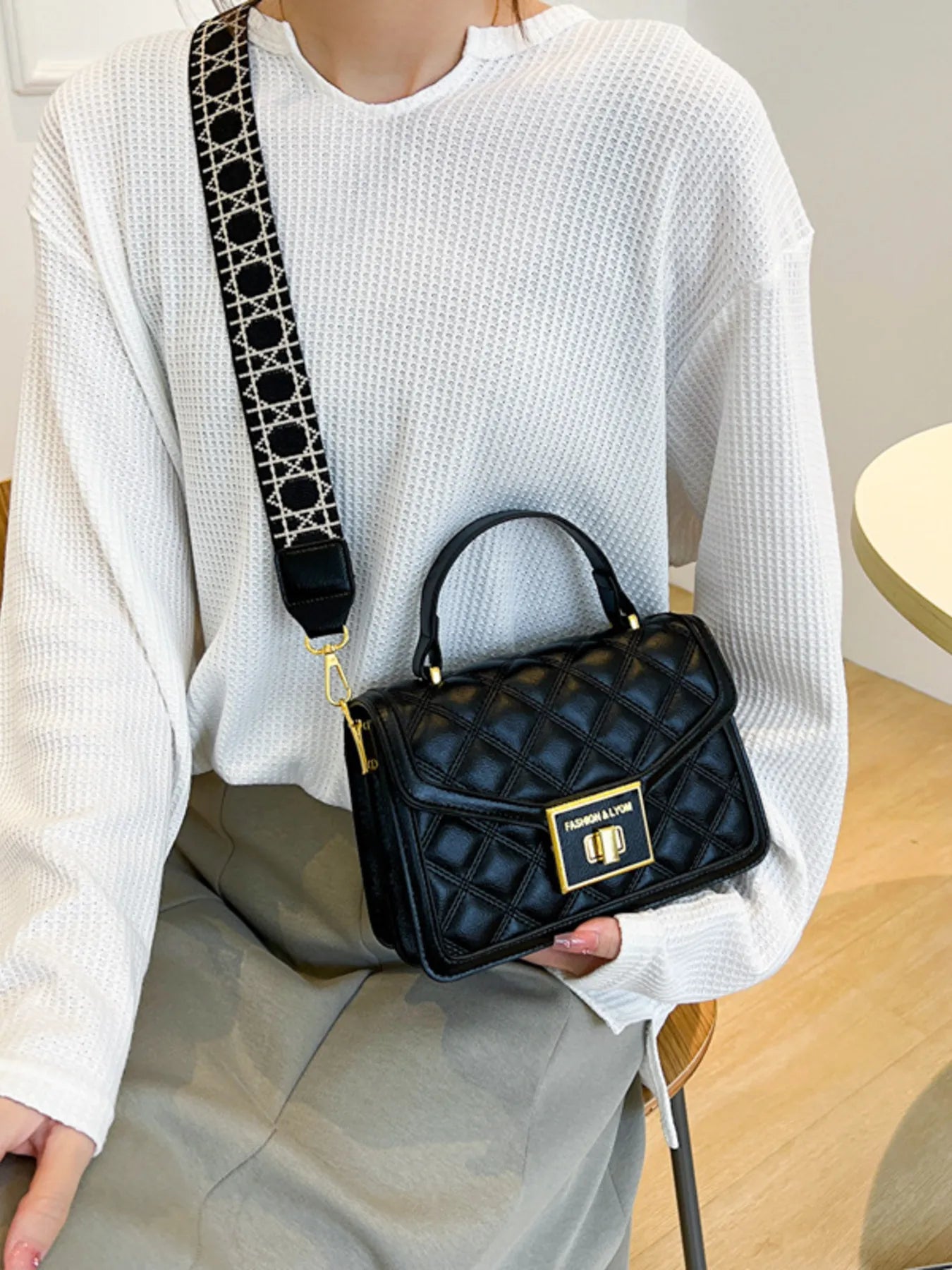 Quilted Adjustable Strap Shoulder Bag