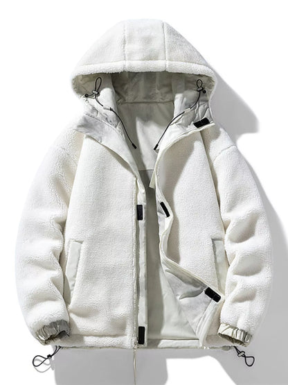 Men's Full Size Hooded Fleece Lined Windproof Jacket Plus Size