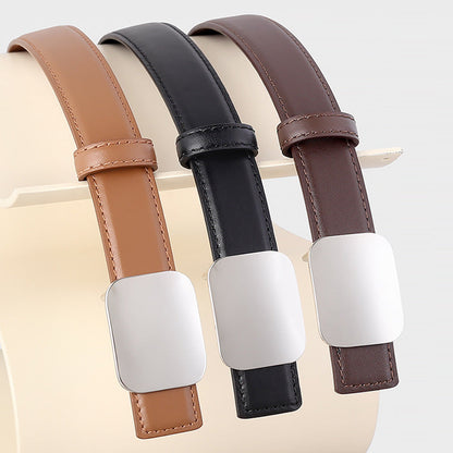 Square Buckle Leather Belt