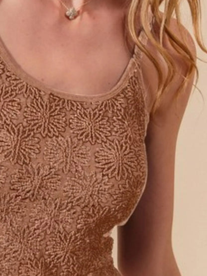 SO ME Two Tone Floral Seamless Tank Top