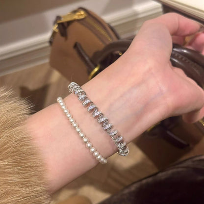 Alloy Zircon Silver-Plated Coil Bracelet
