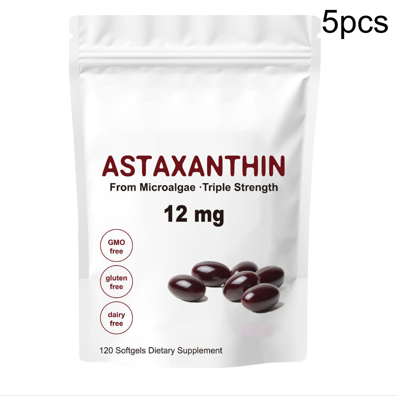 Astaxanthin 12mg Softgels - Triple Strength, From Microalgae, Antioxidant Support, Non-GMO, Gluten-Free & Dairy-Free, 120 Softgels