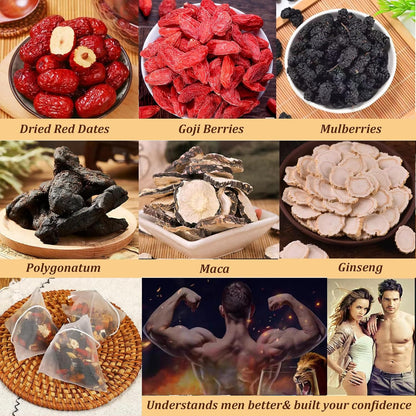 25bags Kidney Tea Formula Ginseng Five Treasure TeaCombination Scented Tea Eight Treasure Tea RedDate Wolfberry Tea Men's Tea Health TeaMulberry Herbal Formula Health Tea Beverage