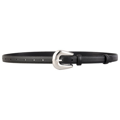 Leather Belt with Silver Buckle