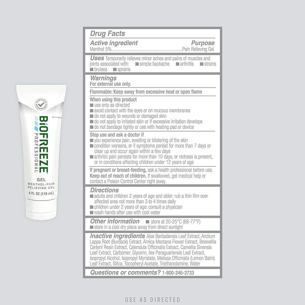 Biofreeze Professional Pain Relief Gel, 4 oz Tube