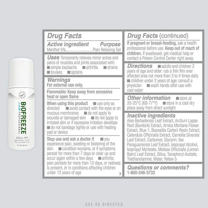 Biofreeze Professional Roll-On Pain Relief Gel, 3 oz