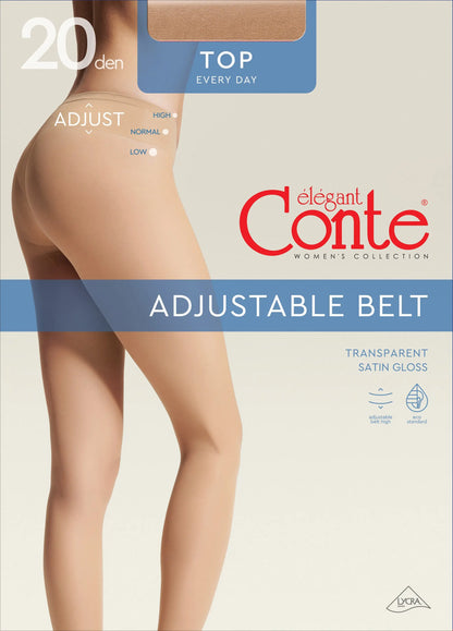 Tights Conte Top 20 Den - Low Waist Adjustable Belt