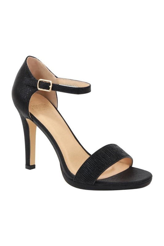 Black Metallic Ruffled Heels