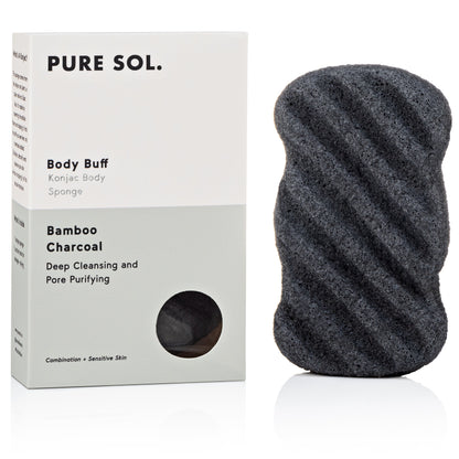 PURE SOL. Beauty Body Buff Charcoal Konjac Body Sponge