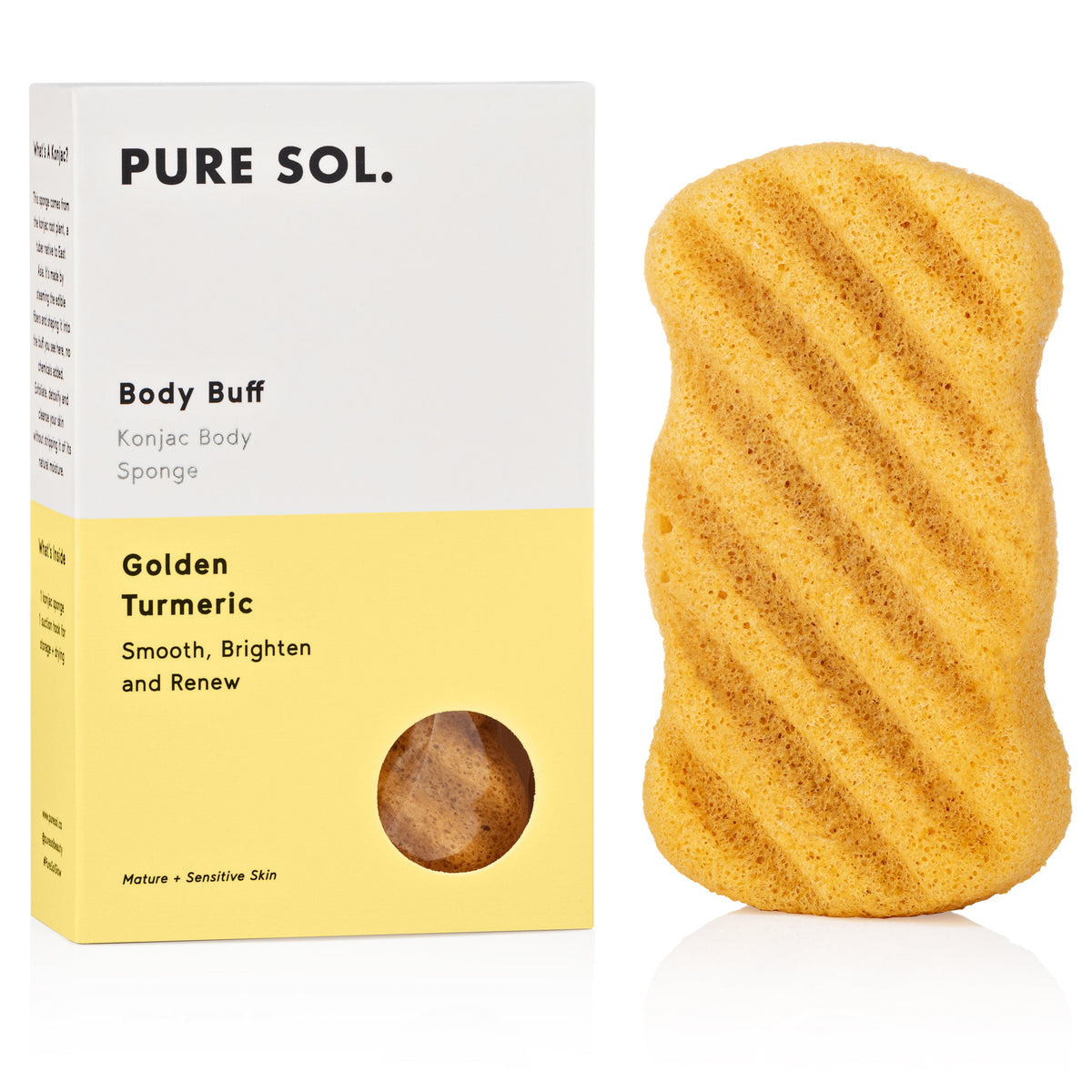 PURE SOL. Beauty Body Buff Turmeric Konjac Body Sponge