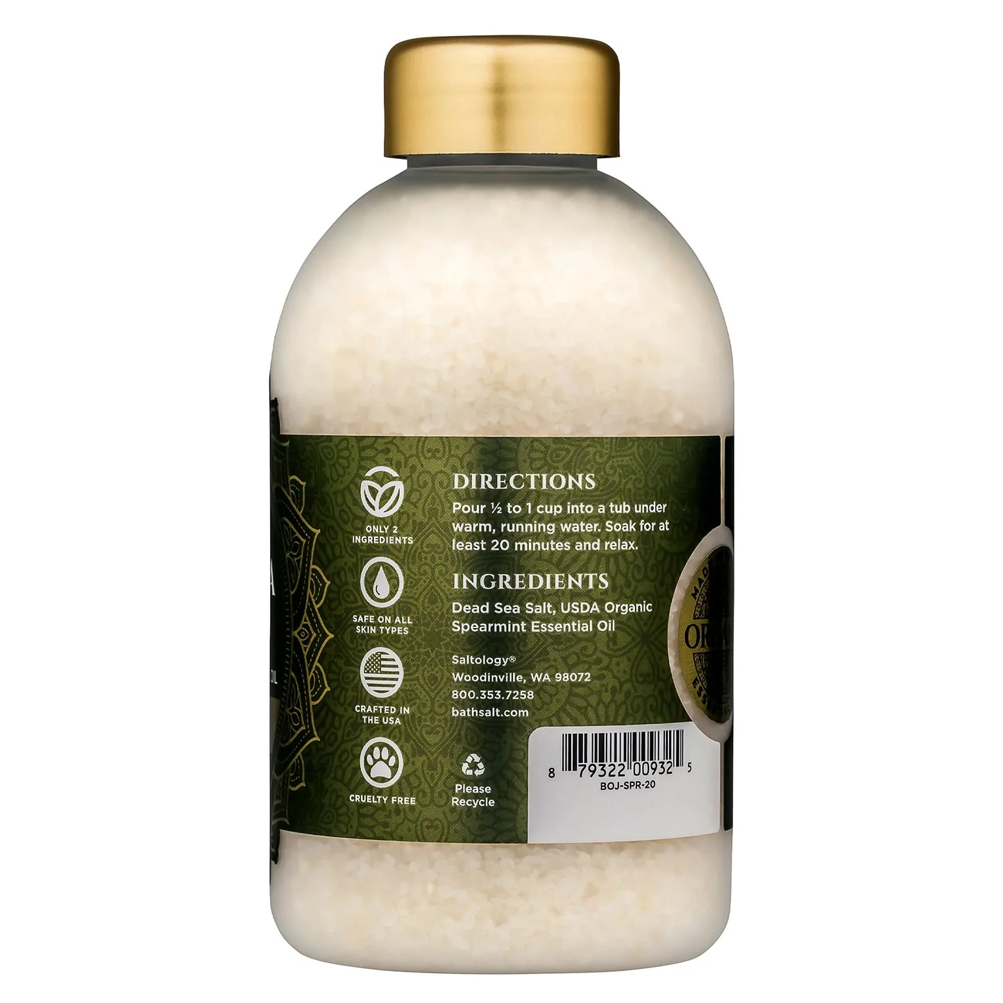 Bokek Dead Sea Bath Salt - Refreshing Spearmint, 21 Oz
