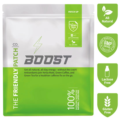 Boost Energy Patches: Caffeine, Guarana Green Tea Transdermal Energy - 28 Pack