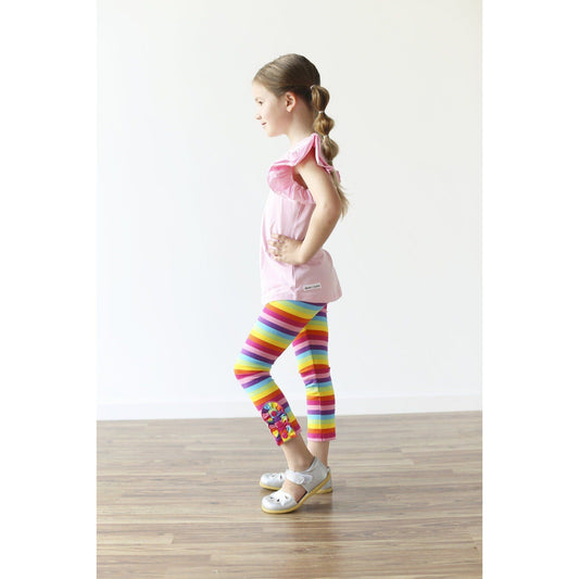 Rainbow Button Ruffle Capris