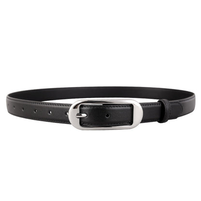 Leather Skinny Belt with Buckle