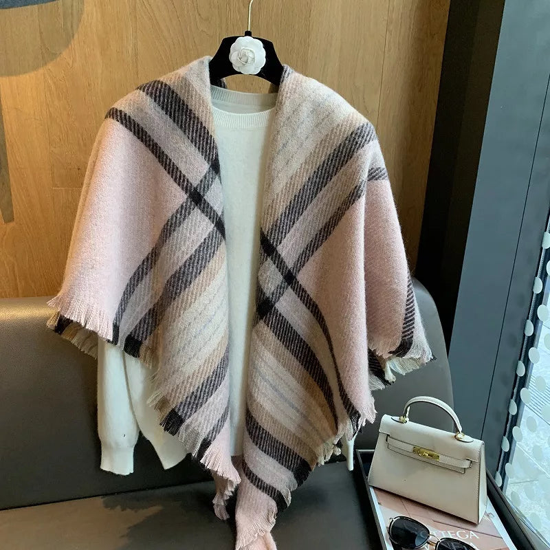Raw Hem Plaid Scarf