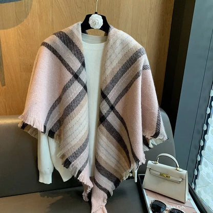 Raw Hem Plaid Scarf