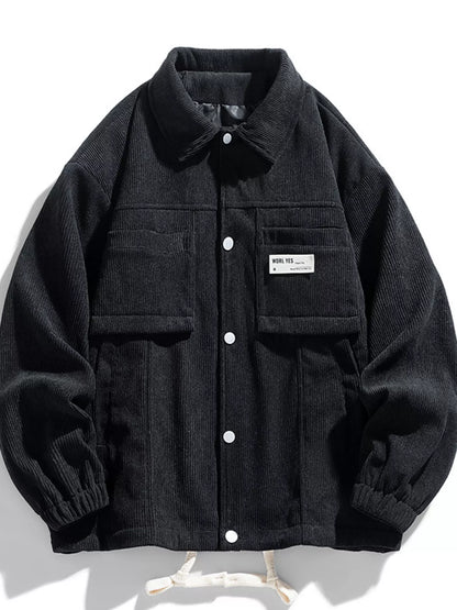Men's Plus Size Corduroy Button-Down Jacket