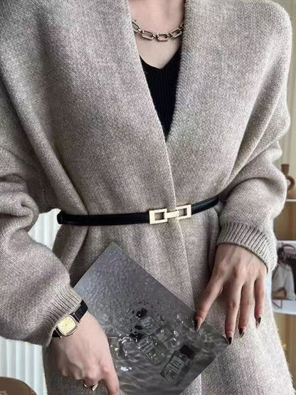 Skinny Belt with Golden Buckle
