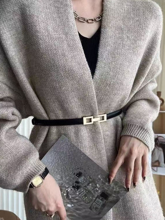 Skinny Belt with Golden Buckle