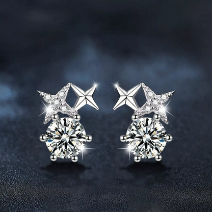 925 Sterling Silver Moissanite Stud Earrings