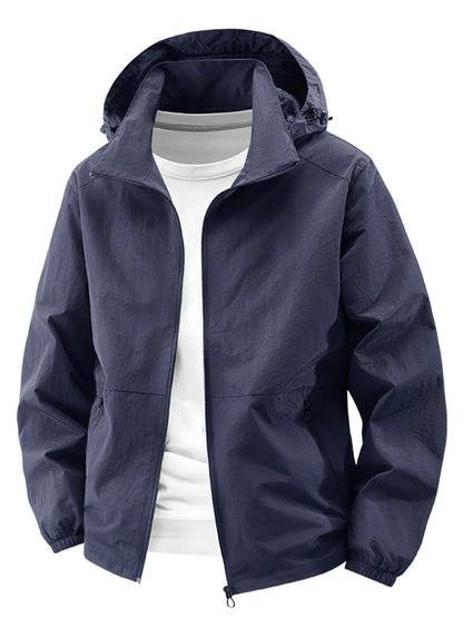 Men's Plus Size Lightweight Hooded Windbreaker Jacket