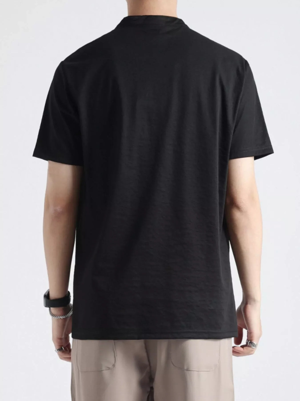 Men's Plus Size Button Detail Short Sleeve Top