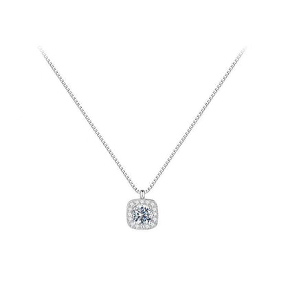 925 Sterling Silver Square Pendant Necklace