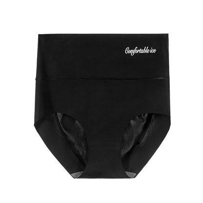 High Waist Ice Silk Seamless Panties Women's Belly Contracting And Hip Lifting