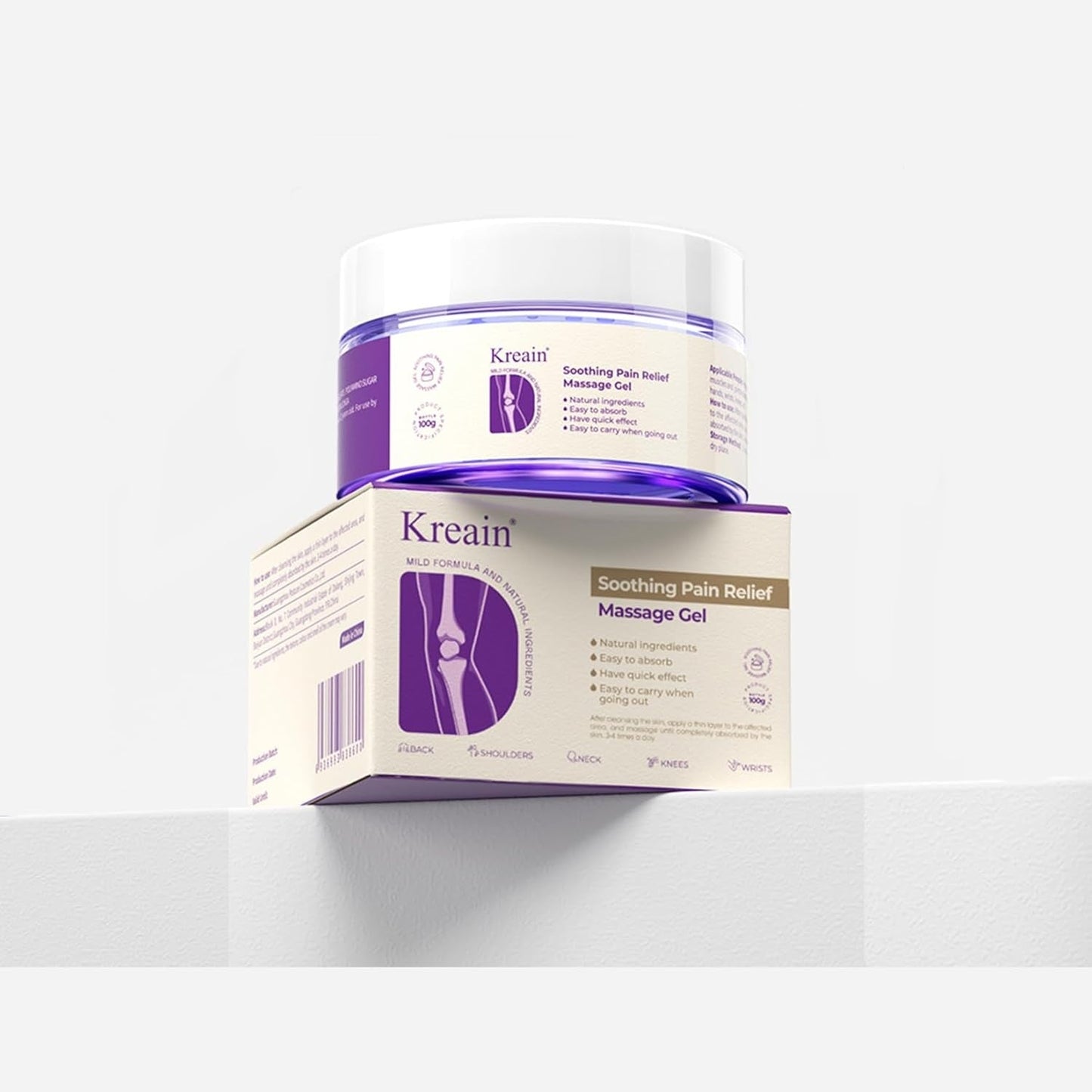 Kreain Nature Soothing Massage Relief Gel, Joint Purple Gel Cooling Soothes Cream For Knees, Hand Arthritis, Lumbar, Neck And Shoulders