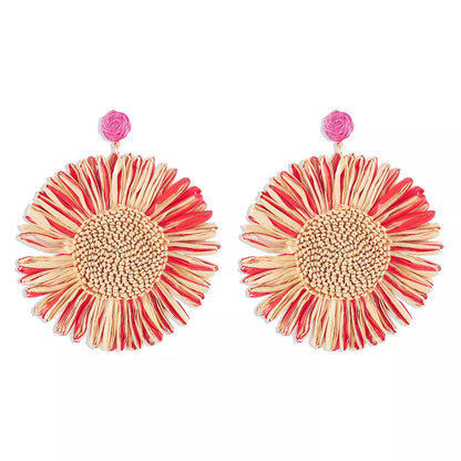Sunflower Rattan Dangle Earrings
