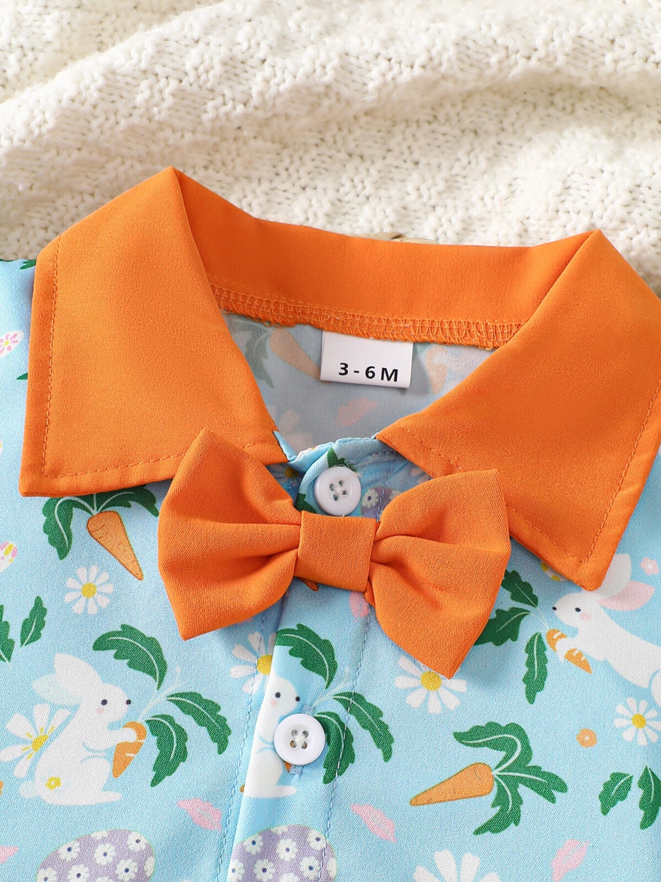 Children's Bunny Print Bodysuit & Suspender Shorts Set