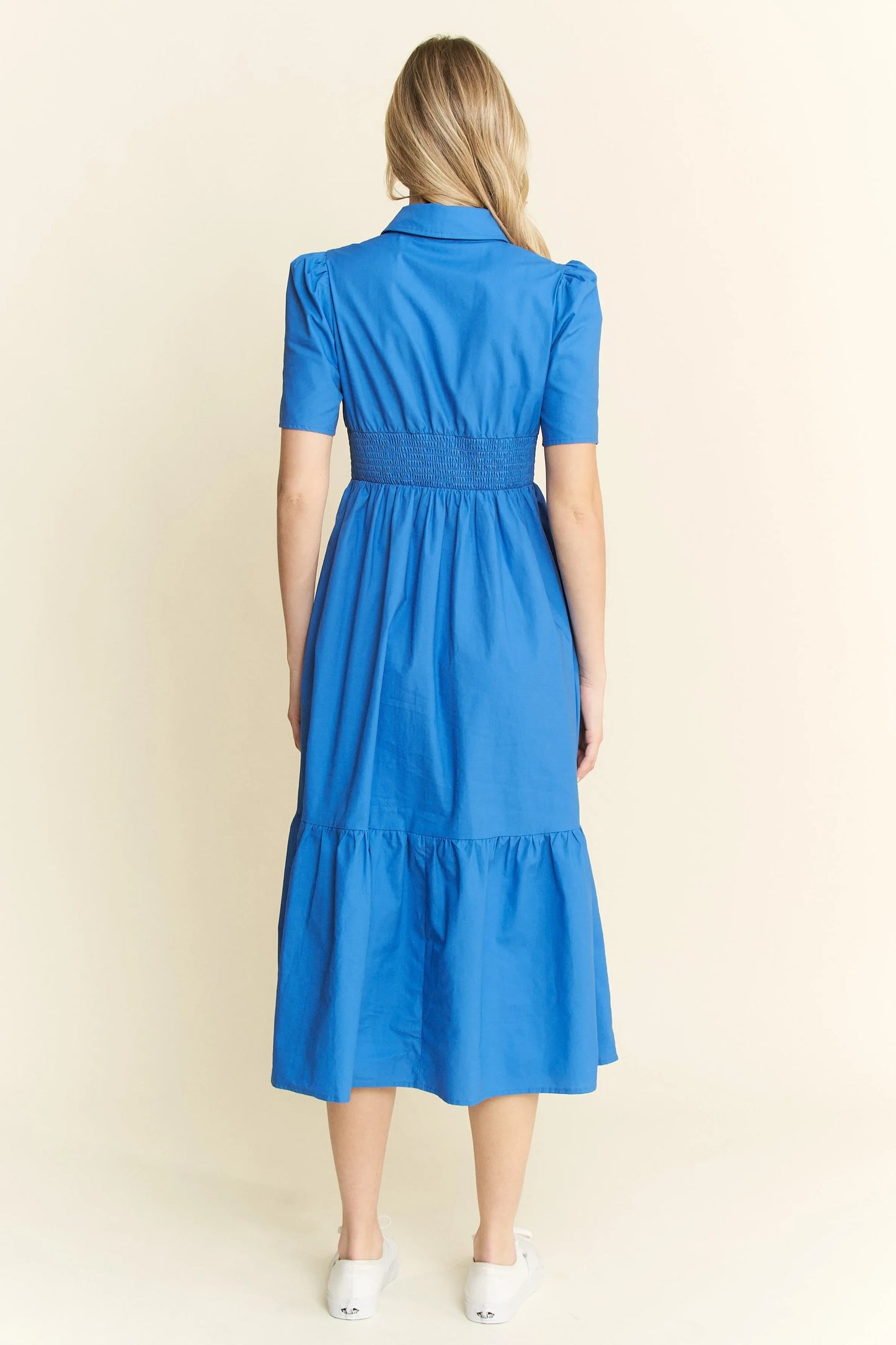 Jade By Jane Short Sleeve Button Down Midi Dress