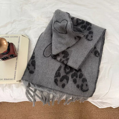 Leopard Heart Warm Scarf