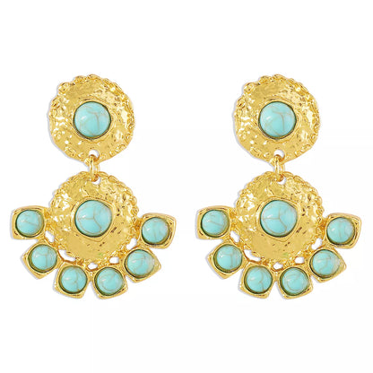 18K Gold-Plated Turquoise Dangle Earrings