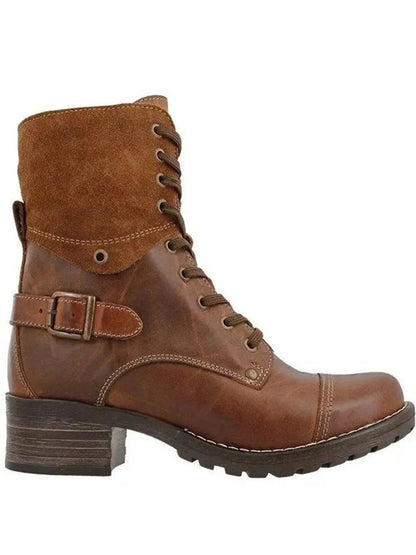 Lace-Up Block Heel Boots