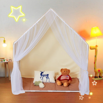 VEVOR Kids Play Tent, Kids Tent For Kids 1-5 Years Old, Toddler Tent With Mat And Tent Lamp, Tent For Kids With Windows For Indoor And Outdoor, Yurt Tent For Boys And Girls, Beige