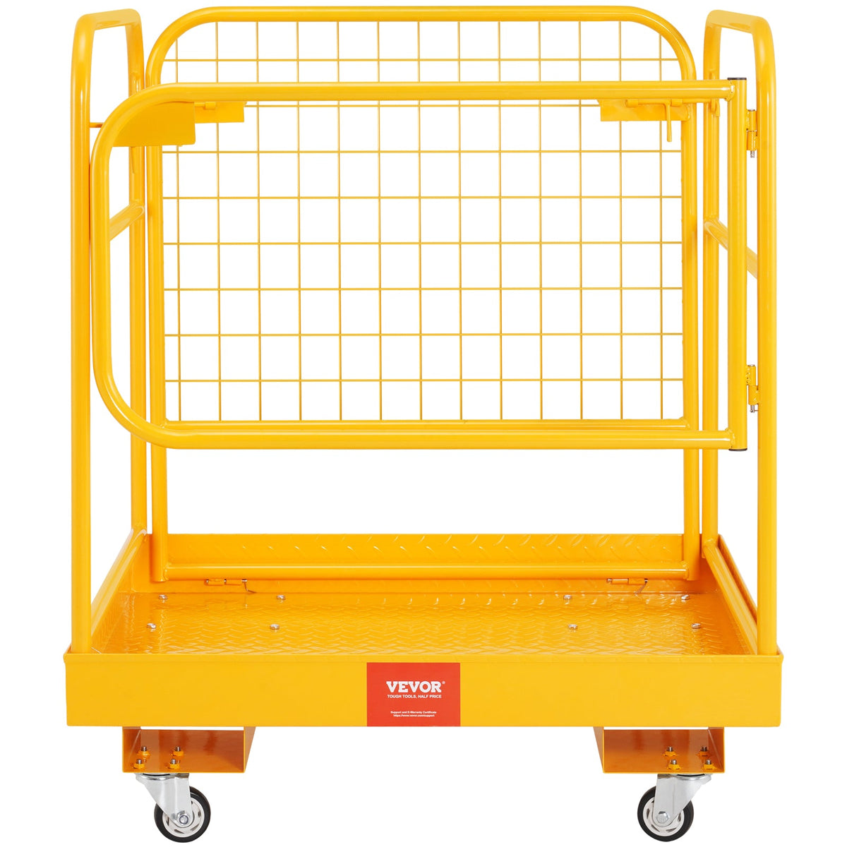 VEVOR Forklift Safety Cage, 1200 Lbs Load Capacity, 36 X 36 Inches Folding Forklift Work Platform With Lockable Swivel Wheels, Drain Hole & Device Chain, Holds 1 To 2 Adults, Perfect For Aerial Work