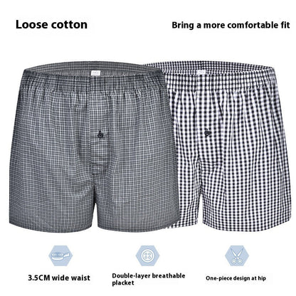 Men's Casual Loose Home Pants Plaid Shorts